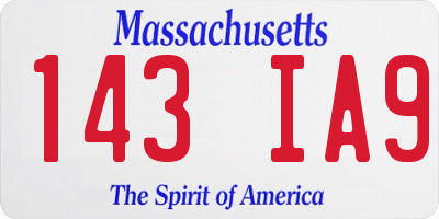 MA license plate 143IA9