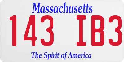 MA license plate 143IB3