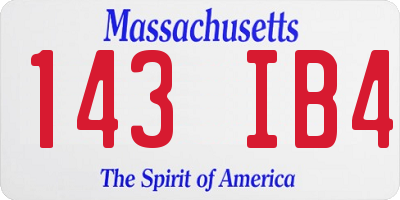 MA license plate 143IB4