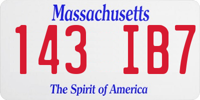 MA license plate 143IB7