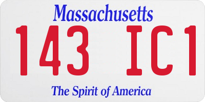 MA license plate 143IC1