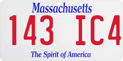 MA license plate 143IC4