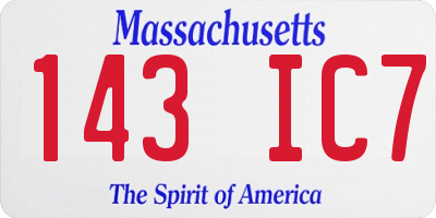 MA license plate 143IC7