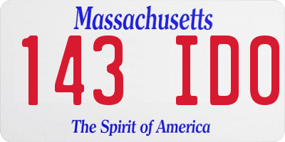 MA license plate 143ID0