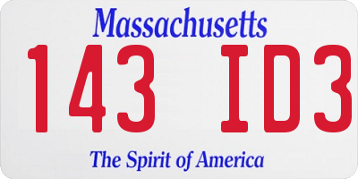 MA license plate 143ID3