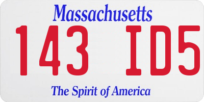 MA license plate 143ID5