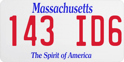 MA license plate 143ID6
