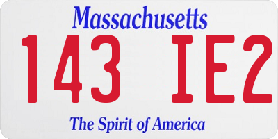 MA license plate 143IE2