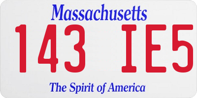 MA license plate 143IE5