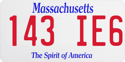 MA license plate 143IE6