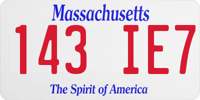 MA license plate 143IE7