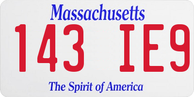 MA license plate 143IE9