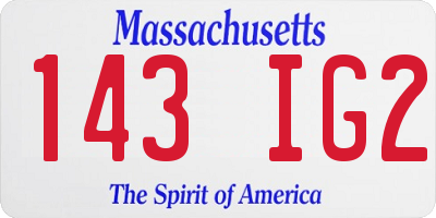 MA license plate 143IG2