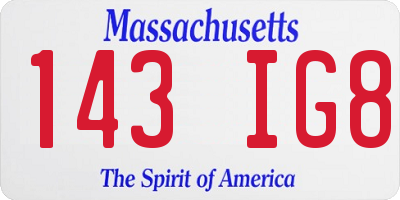 MA license plate 143IG8