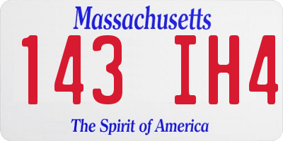 MA license plate 143IH4