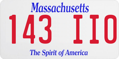 MA license plate 143II0
