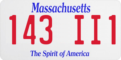 MA license plate 143II1
