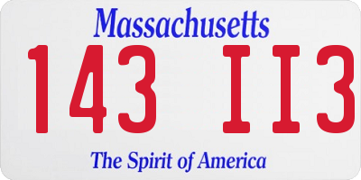 MA license plate 143II3