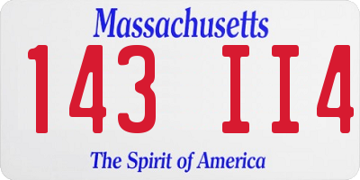 MA license plate 143II4