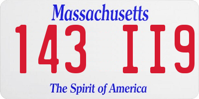 MA license plate 143II9