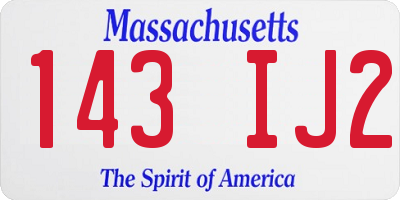 MA license plate 143IJ2