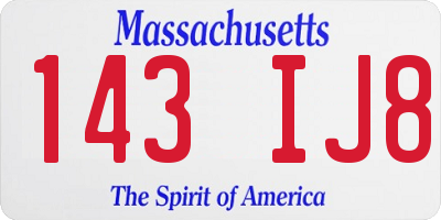 MA license plate 143IJ8