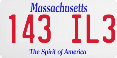 MA license plate 143IL3