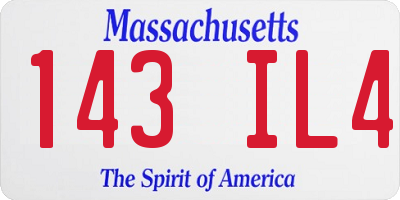 MA license plate 143IL4