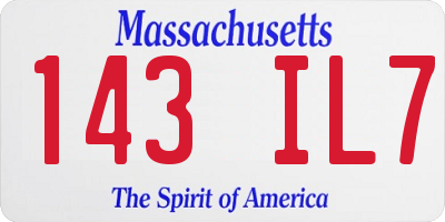 MA license plate 143IL7