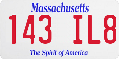 MA license plate 143IL8