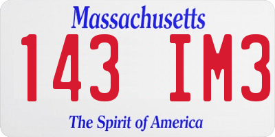 MA license plate 143IM3