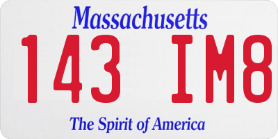 MA license plate 143IM8