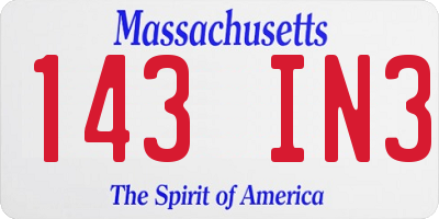MA license plate 143IN3