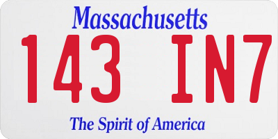 MA license plate 143IN7