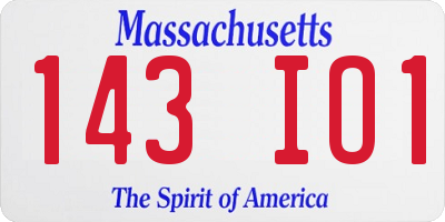 MA license plate 143IO1