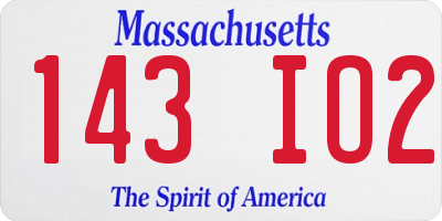 MA license plate 143IO2