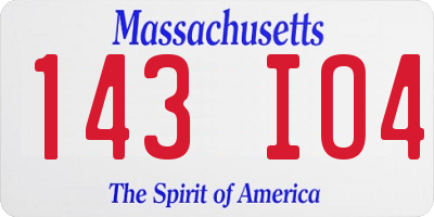 MA license plate 143IO4