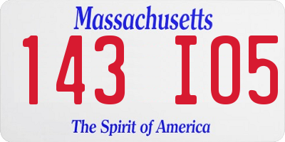 MA license plate 143IO5
