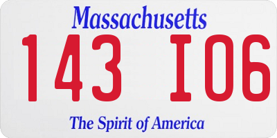 MA license plate 143IO6