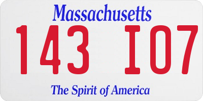 MA license plate 143IO7