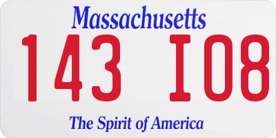 MA license plate 143IO8