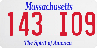 MA license plate 143IO9