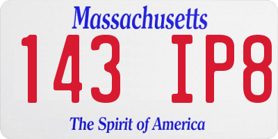 MA license plate 143IP8