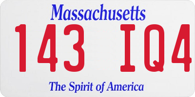 MA license plate 143IQ4