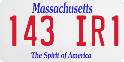 MA license plate 143IR1