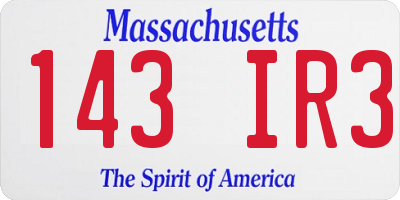 MA license plate 143IR3