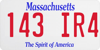 MA license plate 143IR4