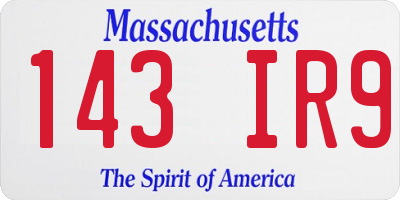 MA license plate 143IR9