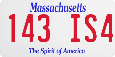 MA license plate 143IS4