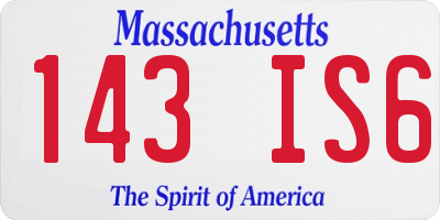 MA license plate 143IS6